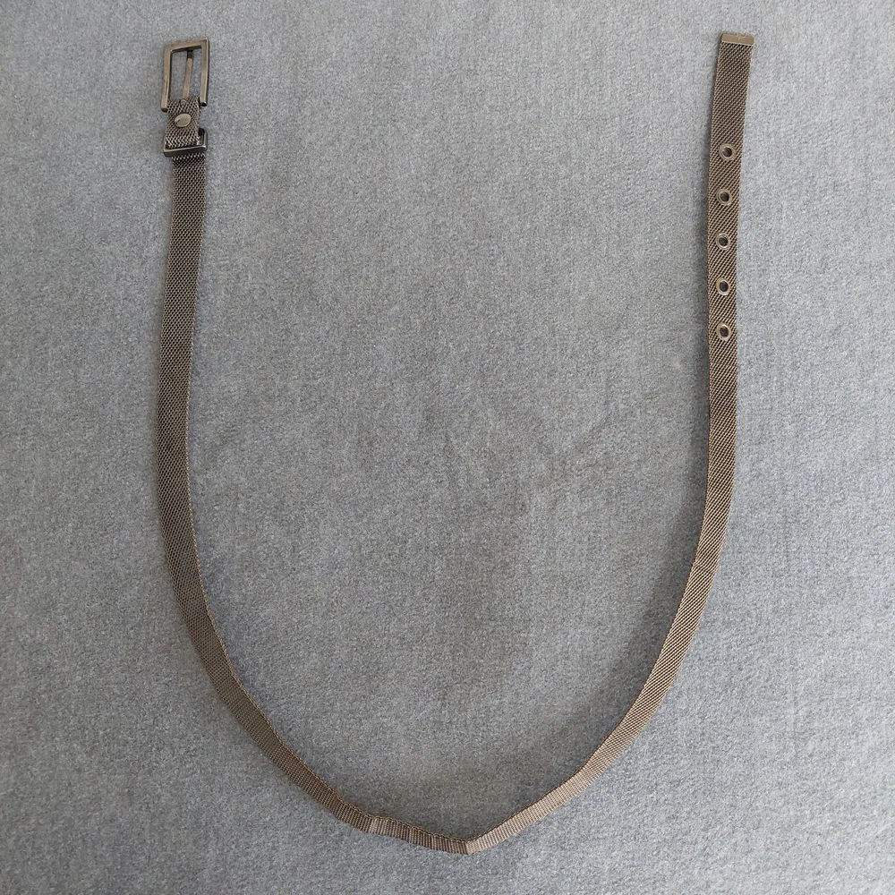 Vintage Silver Tone Metal Mesh Skinny Belt - 38”